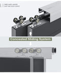 Bypass Double Sliding Pocket Door Hardware Kit 4ft Aluminum Track For 2 Door System, commercial concealed sliding system close-up
