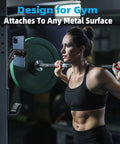 Magnetic Phone Holder Mount With 360 Degree Dual Ballhead And N52 Magnet Base attached to gym equipment during workout.