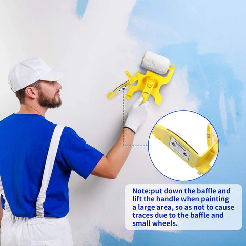 Person using 2 Sets Paint Edger Kit With Handheld Clean Cut Edger Roller Brush For Precise Room Wall And Ceiling Painting