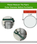 Measurement guide for 2-3/8 Inch Steel To Wood Fence Brackets Kit with 12 pieces and 48 screws, showing pipe diameter