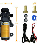 12V 75W Electric Fuel Transfer Pump Self Priming Portable 110 GPH with hoses, connectors, and accessories for fuel transfer