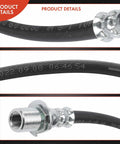 Close-up of Front Brake Hydraulic Hose Set Of 2 For Toyota 4Runner 1986 1995, Pickup 1979 1983 1986 1995, T100 1993 1998, Celica 1982 1985 Front Inner Side Replacement featuring black EPDM rubber and metallic fittings.