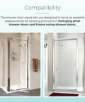 Shower Door Hinge Pin Kit With Pivot Bushing For Framed Swing Doors Replacement Parts shown with framed glass shower doors
