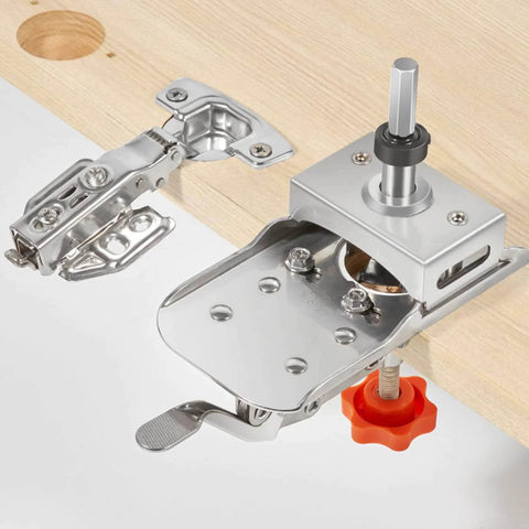 Pro Grade Concealed Door Hinge Jig For Precise Cabinet Door Mounting, 35mm Stainless Steel Locking Hinge Jig with drill bit