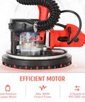 800W Electric Drywall Sander With Vacuum Attachment And Lights, Dust Collector, Six Speed Control, ergonomic design