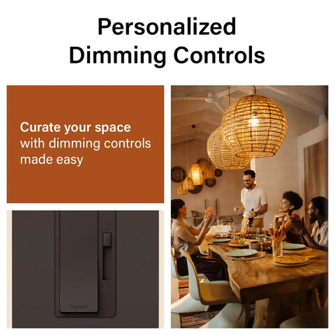Radiant 150-Watt Dimmer Light Switch for Dimmable LEDs, No-Fuss Flicker-Free Performance, Single-Pole and 3-Way Compatibility, 120V, RHL153PDB, Dark Bronze wall dimmer switch in dark bronze for dining room lighting
