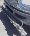 Rig Ready Magnetic Road Sweeper That Knocks Nails And Scrap Metal Out Of The Way On Job Sites with mounted bracket on truck.