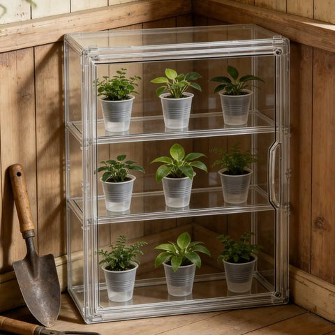 Indoor Mini Greenhouse Stackable For Small Plants With Clear Waterproof Door Compact Yet Dope 14 By 5.5 By 10.5 Inches Space Saving Seedling Starter For Windowsill Or Balcony Perfect For Urban Gardens