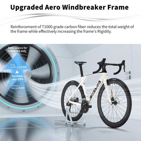 Blade R7 Ultra Lightweight Full Carbon Road Bike With Shimano R7170 24S in wind tunnel testing, blue 54cm size.