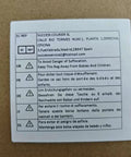 Label warning bag suffocation hazard for children in multiple languages, part of product packaging for safety.