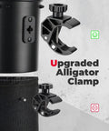 Rugged Motorcycle Cup Holder With Heavy Duty Metal Clamp For 0.6 To 1.5 Inch Range, 32 Oz Bottle Capacity, shown with alligator clamp