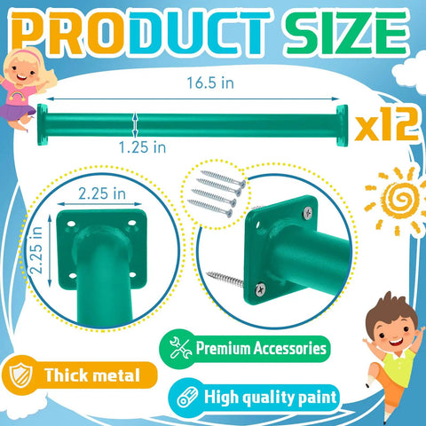 Illustration of 12 Pack Monkey Bars Swing Set Accessories Rods Playset Ladder Rungs Hardware Kit Heavy Duty Steel with Screws