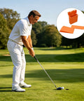 Man practicing with Lightweight Golf Swing Trainer For Indoor Practice And Dial In Your Impact Position Corrector Device on green