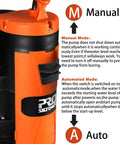 Heavy Duty Submersible Water Pump 1HP 3500 GPH With Built In Float Switch, close-up of manual and auto switch settings