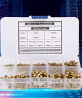 Boss Grade 650 Piece Brass Eyelets And Rivets Hardware Kit With Hollow Metal Buttonholes for various fabric applications.