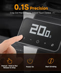Commercial Grade 64mm Flat Burr Coffee Grinder Hella Precise with digital timer and touch control display showing grinding time.