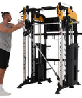 All In One Home Gym System With Smith Machine And Adjustable Lever Arms 2 To 1 Pulley Ratio Commercial Grade Squat Rack