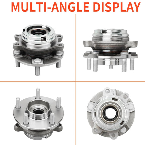 Multi-angle view of the Front Wheel Hub And Bearing Assembly For Nissan Altima 2007 2012 2.5L 4 Cylinder With 5 Lug And ABS Encoder