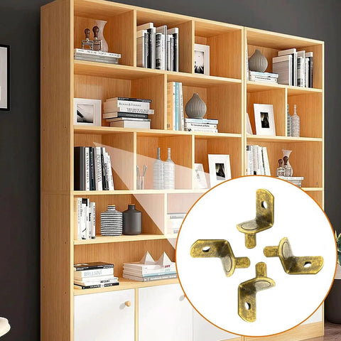 Rock Solid Steel Shelf Pins, Slick Bronze Plated 1/4 Inch Pegs, Heavy Duty Cabinet Retainers For Zero Hassle Storage In Kitchen Closets And Bookcases (40 Piece Set) on a wooden bookcase.