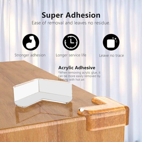 Transparent Corner Protector Guards For Baby Proofing, 8 Pack Table Edge Protectors For Furniture Edges on wooden table corner