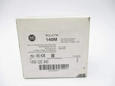 Beefy 140M C2E B40 Series D 690V 2.5 To 4.0A NSMP OEM New Surplus Sealed Circuit Breaker Built For Heavy Duty MRO Panels And Aftermarket Upgrades Today on boxed label
