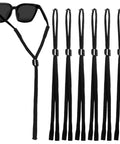 Glasses Strap Set 6 Pack Black Stretch Nylon And Spandex Eyewear Retainers For Sports Sunglasses Around The Neck Men And Women Non Slip Grips
