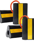 Heavy Duty Rubber Wheel Chocks For RV And Trailer 4 Pack With Rope And Reflective Strips Non Slip Grip Tire Stopper