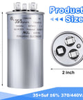 Dual Run Capacitor 35/5 MFD 370V 440V VAC Round For AC Unit Condenser Or Heat Pump Start Capacitor, size 4.5x2 in