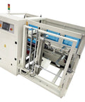 Automatic Carton Sealer And Tape Sealer 220V For Fast Box Packing, Handles 8 To 15 Boxes Per Minute, Fits Cartons 11 To 21.7 Inches Long And 6.7 To 19.7 Inches High, 20 Meters Per Minute Sealing Speed, Fully Auto With Smart Touchscreen, white steel frame