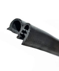 Close-up of DIY Friendly Door Trim Seal Rubber with Oversize Bulb 43/64 Inch Diameter, flexible gasket with metal clips.