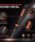 Premium T8 Security Torx Screwdriver With Heavy Duty Extended Shaft TR8 Star Bit showing anti-slip handle and precision tip.