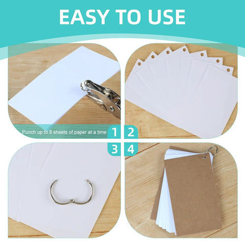 Super Handy Single Hole Punch For Crafts And Scrapbooks, Quarter Inch Hole, Punches Up To 8 Sheets, Includes 10 Binder Rings, Easy to Use