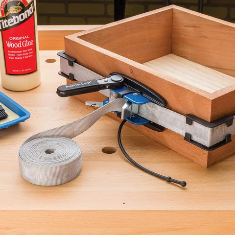 Band Clamp Accessory Kit With Plastic Boot And Rubber Retainer Strap For 1 X 15 Band Clamp And Older Clamps Helps Align Nylon Band When Rolling Up And Keeps Your Setup Tight And Ready To Go securing wooden box