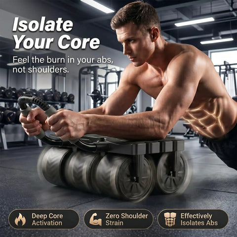 Six Wheel Auto Rebound Ab Roller With Broad Elbow Support Engineered For Wobble Free Core Training Lower Back Protection And Locked In Core Gains Every Single Day