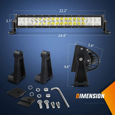 22 Inch 120W LED Light Bar Flood And Spot Combo For SUV Truck ATV UTV Boat Off Road Driving Lights IP67 Waterproof with mounting kit