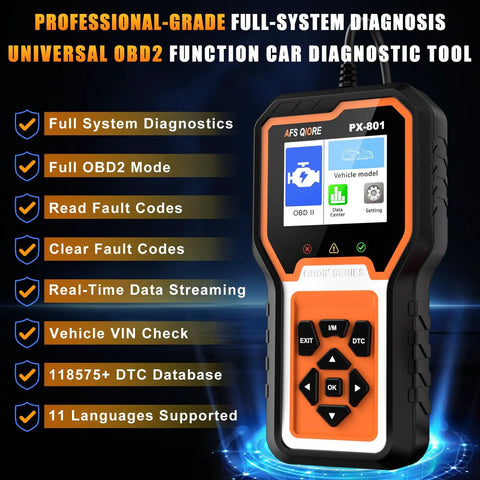 All In One OBD2 Car Diagnostic Scanner For Check Engine Light Code Reader Clear Error Codes ABS SRS SAS And Full Vehicle System Diagnostics Tool