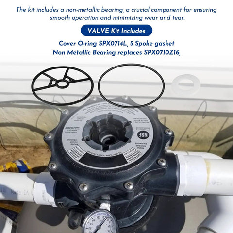Vari Flo XL Valve One And A Half Inch SP714T O Ring Gasket Rebuild Kit installed on Hayward Multiport Valve SP714T SPX0714CA