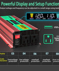 1000 Watt Power Inverter 12V Dc To 120V Ac Converter For Cars Trucks Rvs Camper Vans showing dual AC sockets and USB ports.