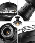 Farmhouse Flush Mount Ceiling Light Fixture With Industrial Metal Black Cage Rustic Style Close To Ceiling Lighting For Hallway Kitchen Entryway 2 Pack UL Listed, detailed view of metal cage and bulb socket