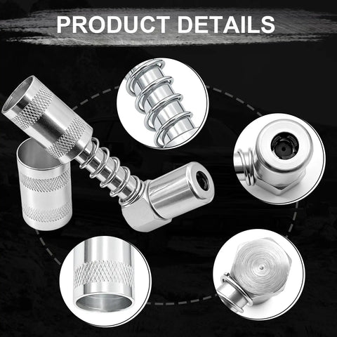90 Degree Grease Coupler Adapter For Tight Spaces With Universal Thread Fitting, detailed view of carbon steel construction and sleeves