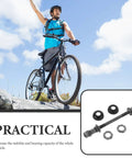 No Sweat Rear Axle Replacement For Mountain Bike 180mm Steel Shaft With 25mm Bearing And Washers Corrosion Resistant shown with cyclist.