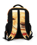 Back view of Dope Unisex Printed Backpack With Dog Beside Flag Design Large Capacity School And Travel Bag with breathable straps