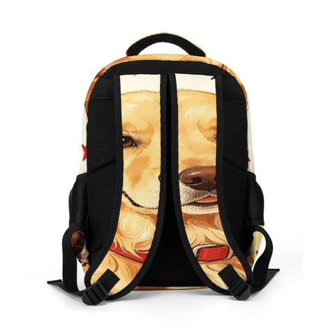 Back view of Dope Unisex Printed Backpack With Dog Beside Flag Design Large Capacity School And Travel Bag with breathable straps