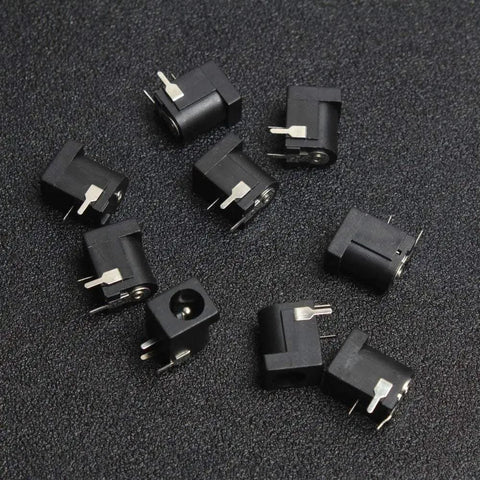 Breadboard Friendly 2.1mm PCB Mounting Female DC Power Barrel Jack Pack Of 10 With 1.0mm Pin Terminals For Solderless Prototyping