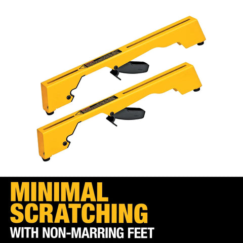 Miter Saw Mounting Brackets With Non Marring Feet And Easy Release Clamps For Fast Tool Attachment Compatible With DW723 DWX723 DWX724 And DWX725 Stands Tough Polymer Feet For Stable Flat Surface Use