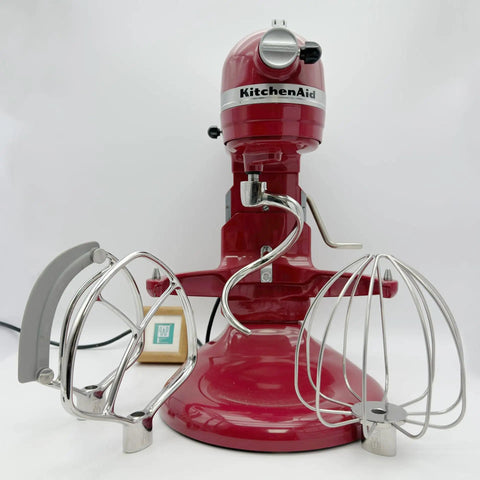Stainless Steel Spiral Dough Hook Replacement for KitchenAid Stand Mixers with red mixer and attachments