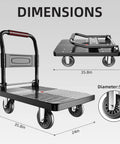Upgraded Foldable Push Cart Dolly With 660 Lbs Capacity, Heavy Duty Moving Platform Hand Truck, Space Saving Collapsible Design For Quick Haul And Easy Storage In The Garage Or Utility Room, black