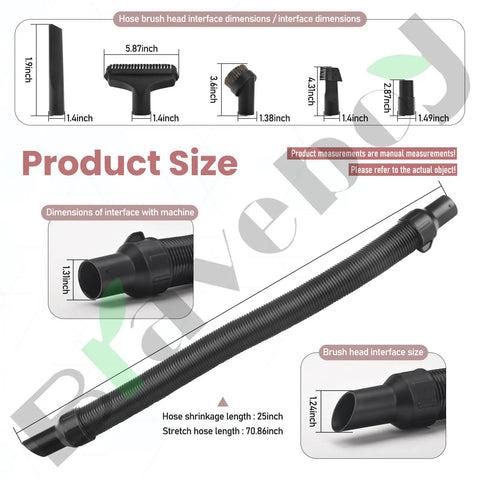 Replacement Hose Assembly And Vacuum Hose Attachment Kit For DCV580 DCV580H DCV581H Series with hose and brush size details