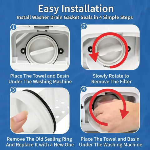 Two Pack Washer Drain Pump Gasket And Seal Ring Set For Washer Replacement Plug Seal For WH11X34741 WH11X29539 WH23X38617 WH23X10027 WH23X10029 Fits GFW450 GFQ14 Series Washer Models Leak Proof High Sealing Performance And Easy Install, black rubber seal ring