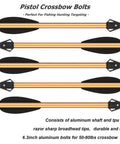 Aluminum Crossbow Bolts For Pistol Crossbows 6.3 Inch Shafts With Sharp Broadhead Tips, 50-80 Lb Beast Mode Performance